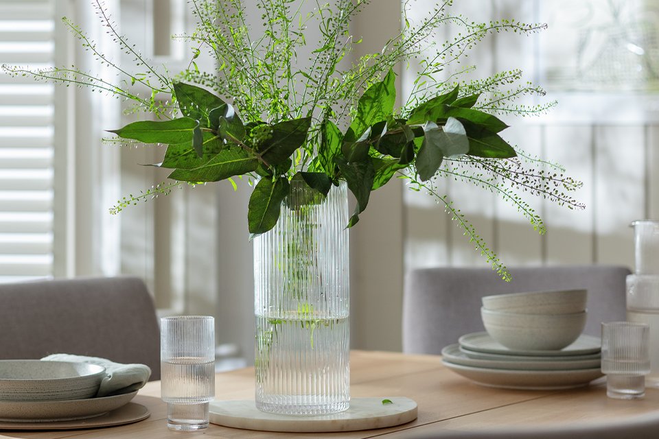 Habitat Tall Ribbed Glass Vase.